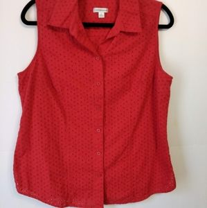 Croft & Barrow red floral sleeveless top Size L